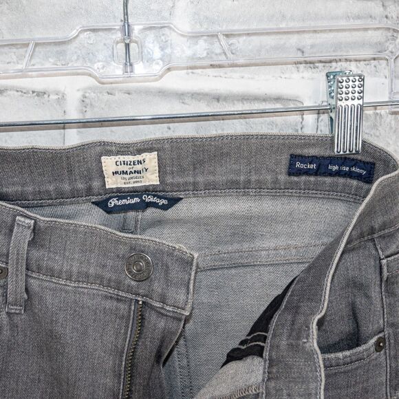 CITIZENS of HUMANITY Premium Vintage sz 26 Rocket High Rise Skinny Jeans Gray - Picture 2 of 14